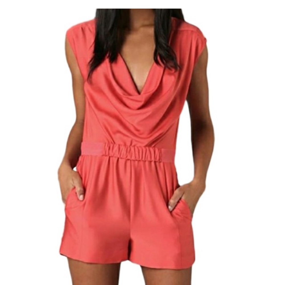 Diane Von Furstenberg Coral Silk Bellancia Romper